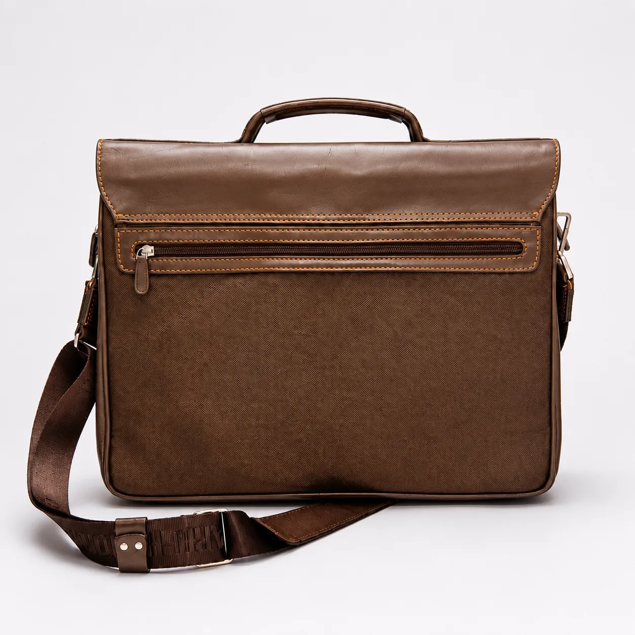 Brown Saffiano Leather Trim Briefcase Laptop Bag