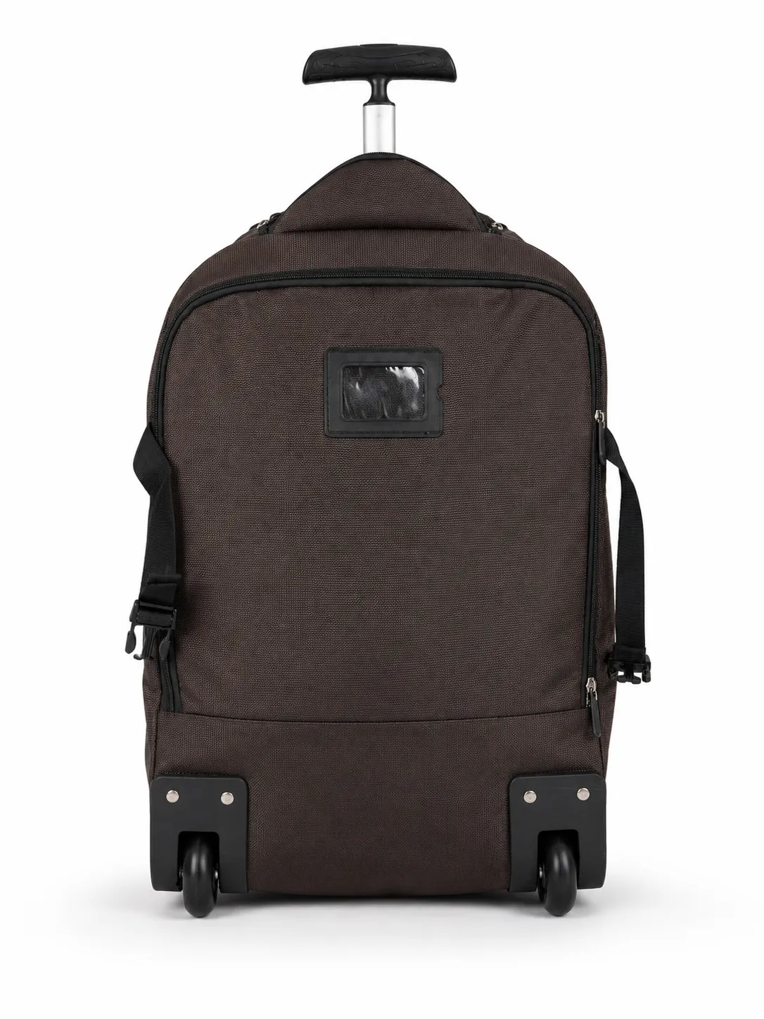 Brown Wheeled Trolley Backpack – Multi-Pocket Travel Bag