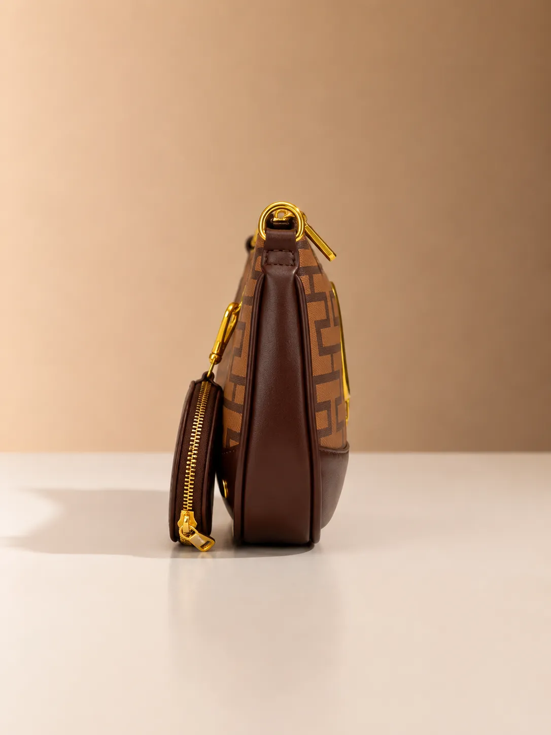 Interlocking Print Shoulder Bag with Coin Pouch