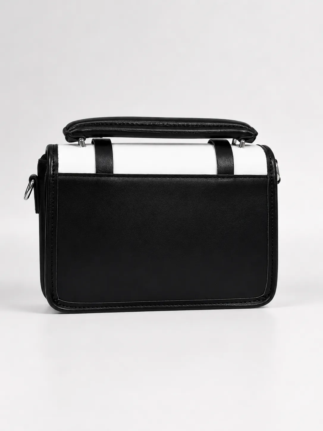 Two-Tone Structured Flap Crossbody Bag