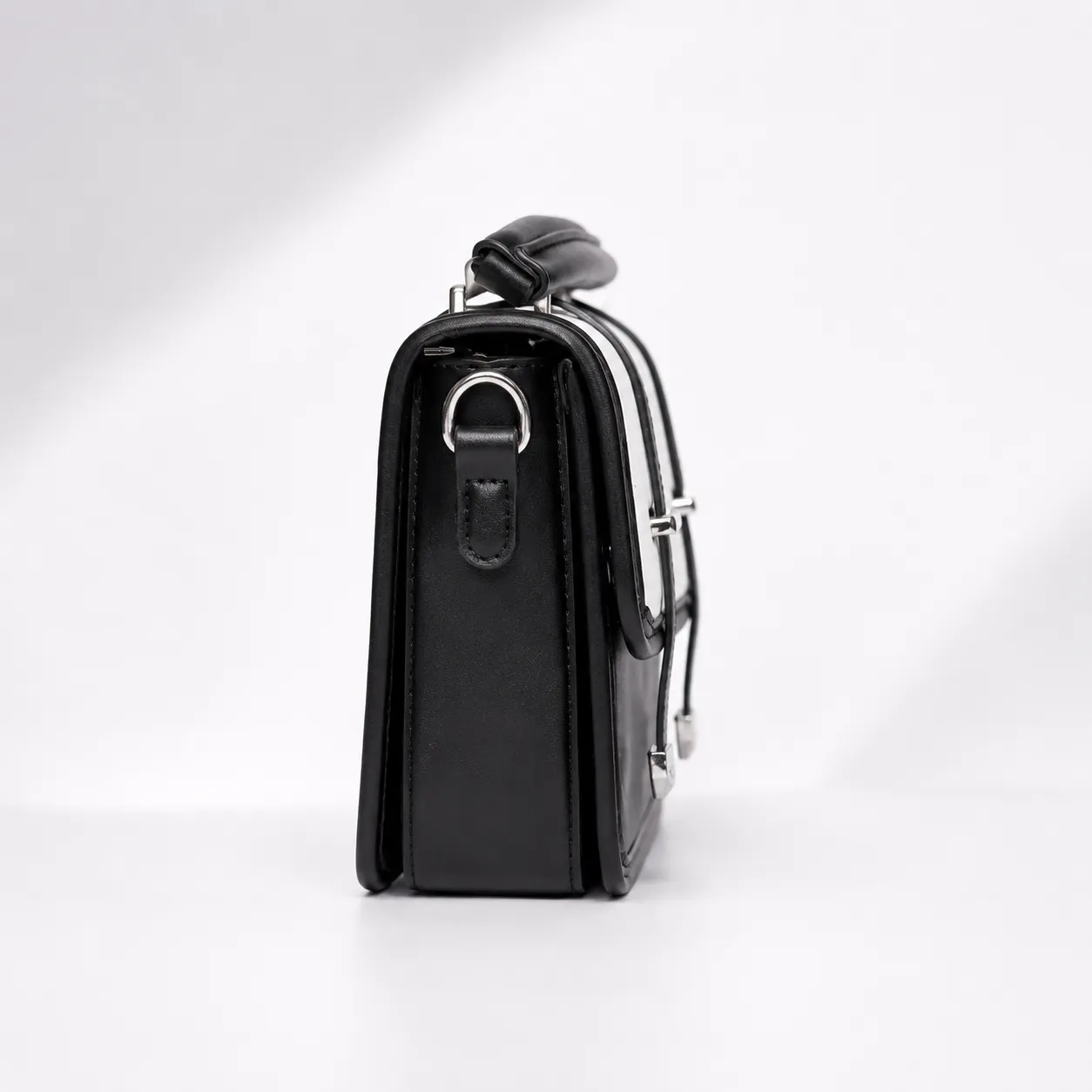 Two-Tone Structured Flap Crossbody Bag