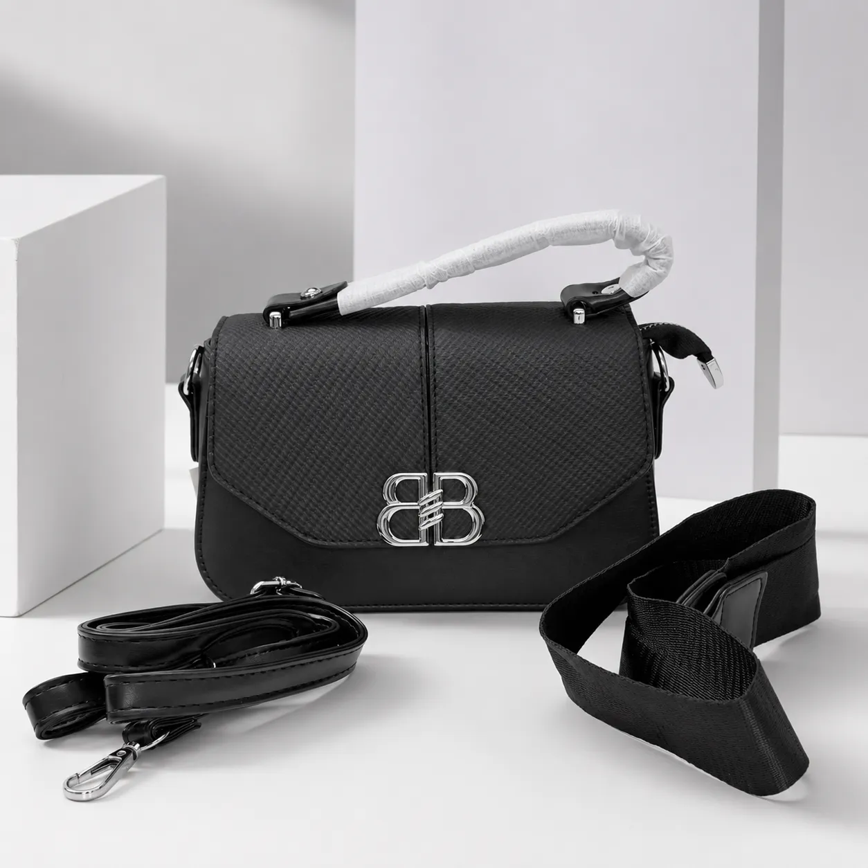 Balenciaga BB Soft Flap Shoulder Bag Black