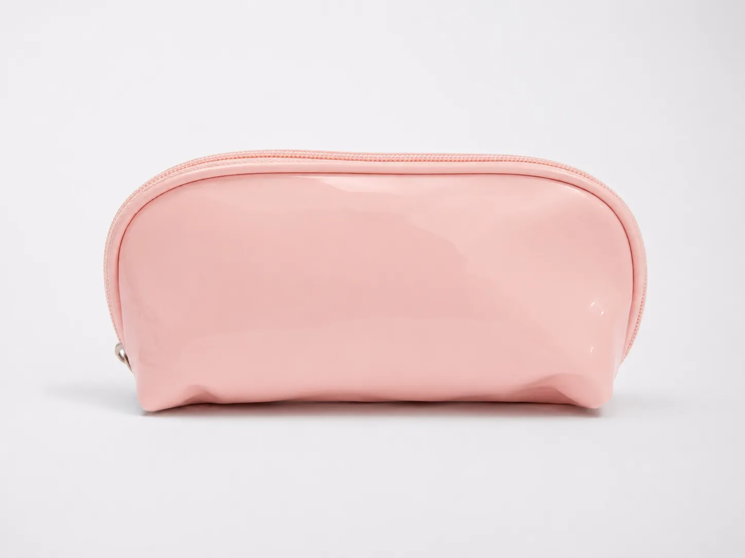 Blush Pink Patent Vinyl Cosmetic Makeup Pouch