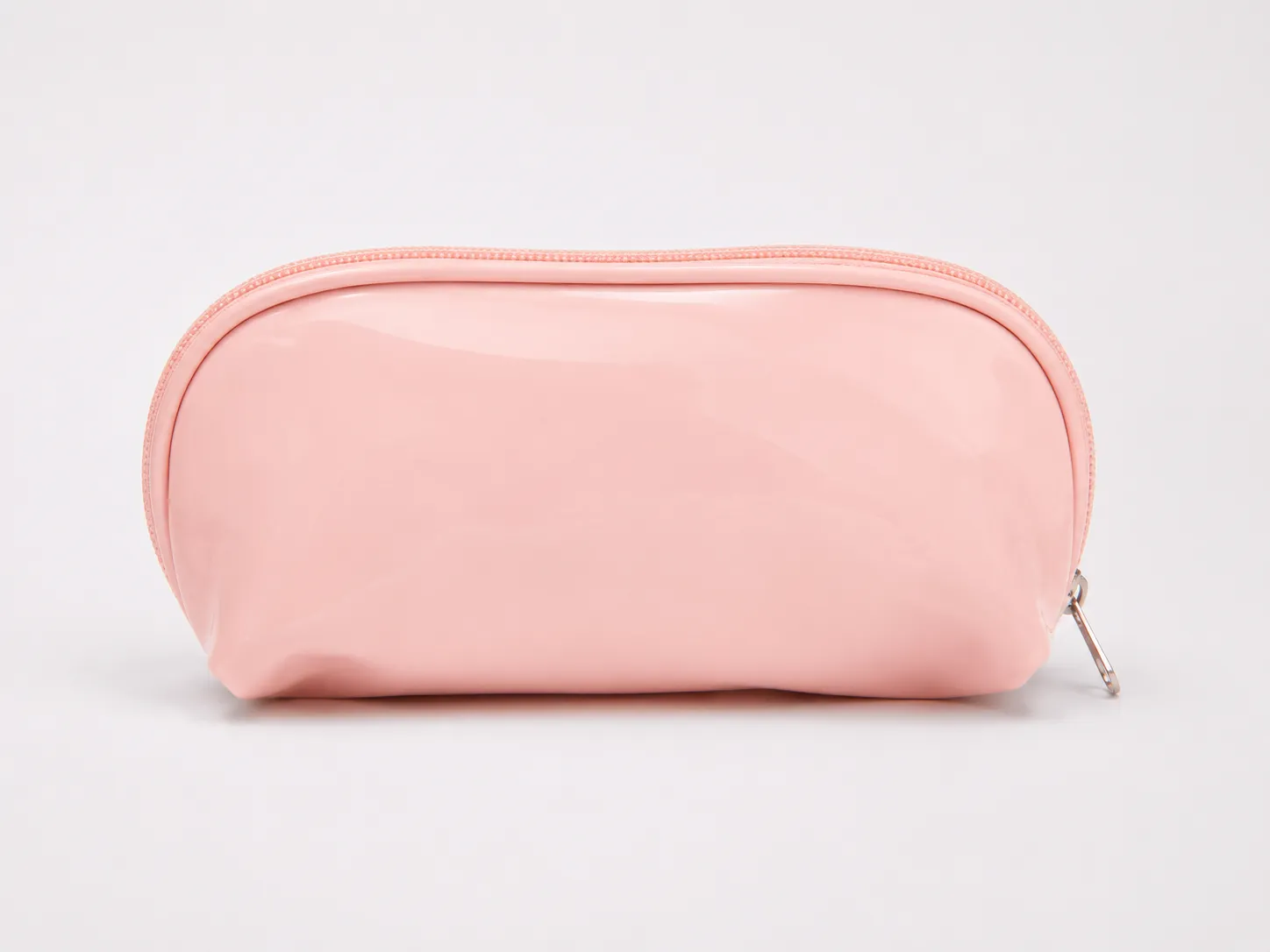 Blush Pink Patent Vinyl Cosmetic Makeup Pouch