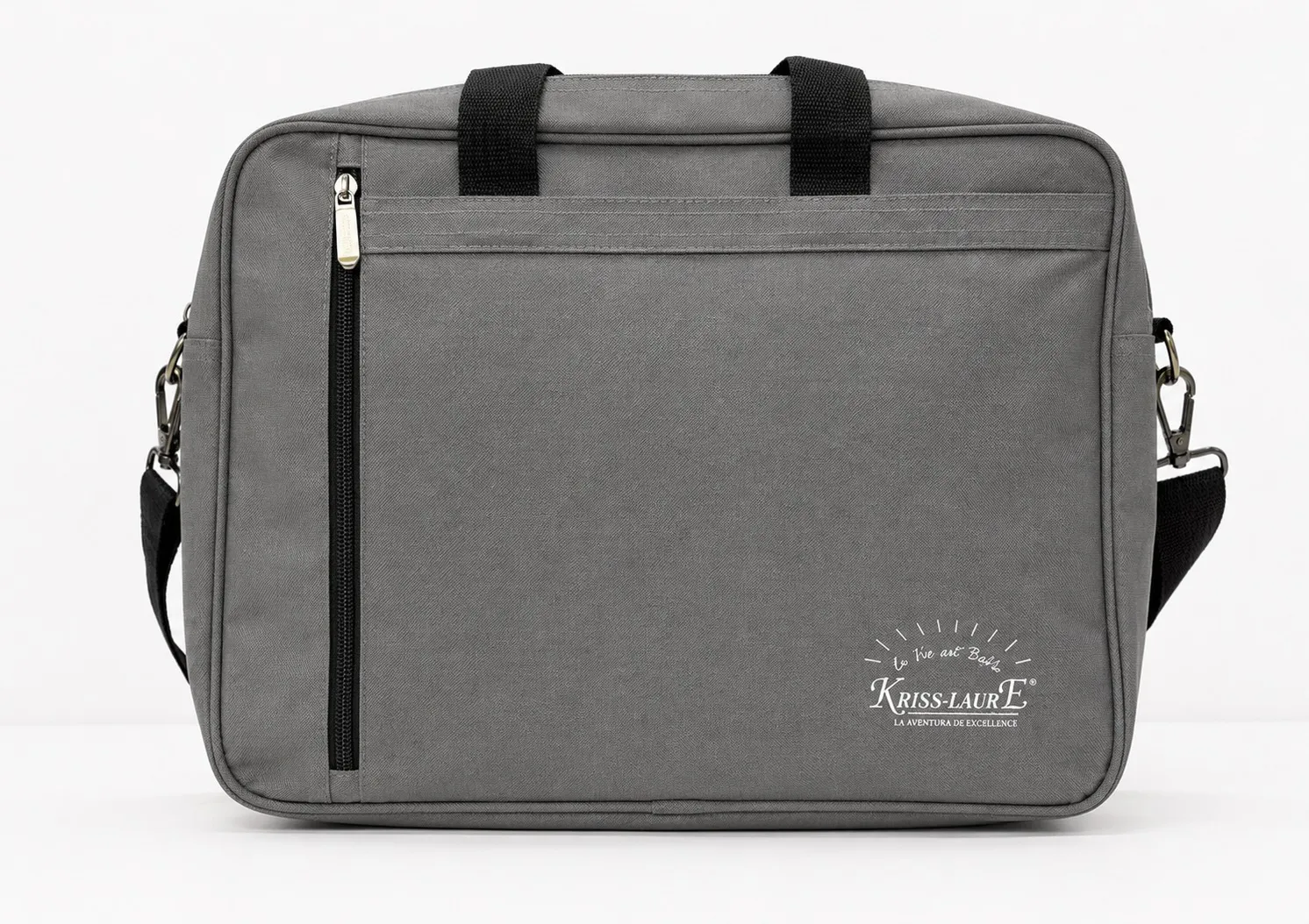 Kriss-Laure Grey Canvas Laptop Messenger Briefcase Bag