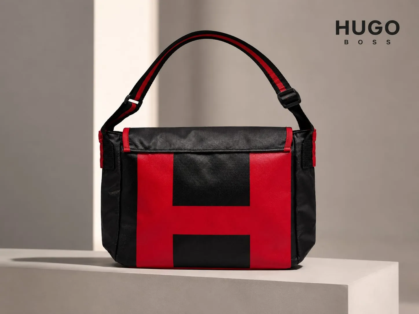 Hugo Boss Black & Red Messenger Crossbody Bag