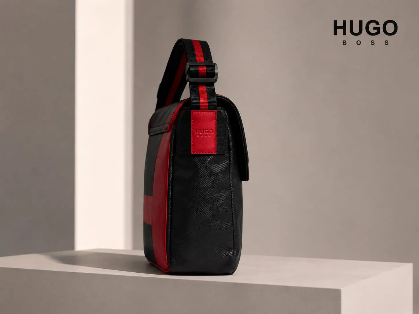 Hugo Boss Black & Red Messenger Crossbody Bag