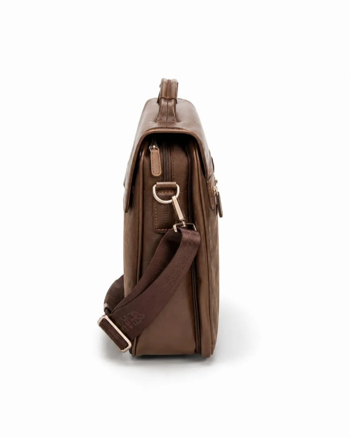 Brown Saffiano Leather Trim Briefcase Laptop Bag